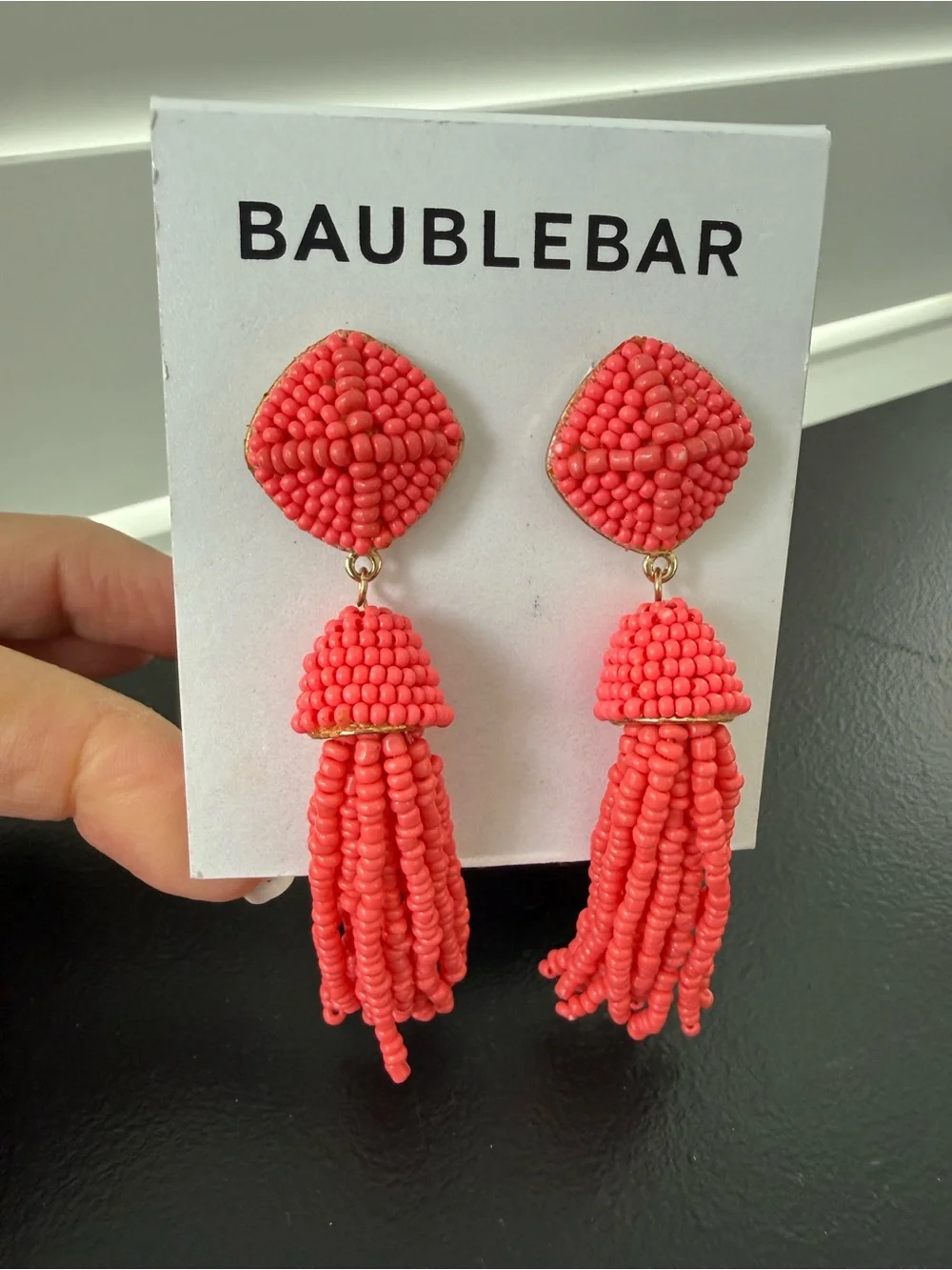 NEW Sugarfix by BaubleBar beaded tassel earrings in coral